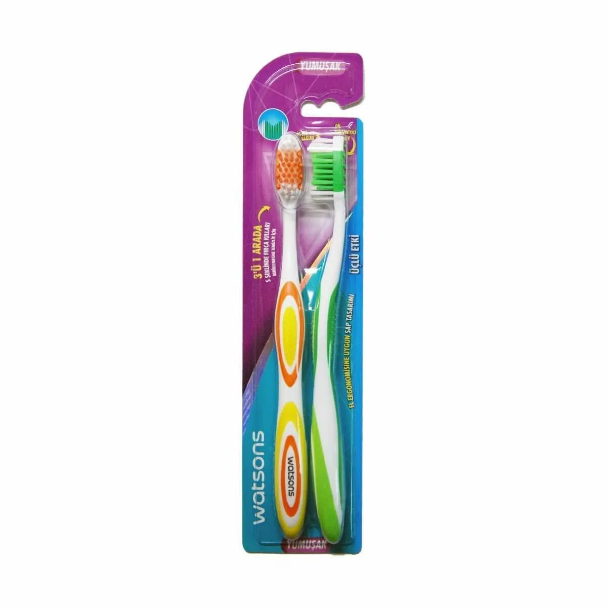 Watsons 3 in1 action Toothbrush Soft 2 pcs