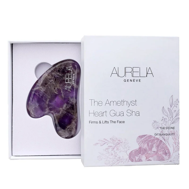 Aurelia Geneve Amethyst Heart Gua Sha Stone for Skin Care
