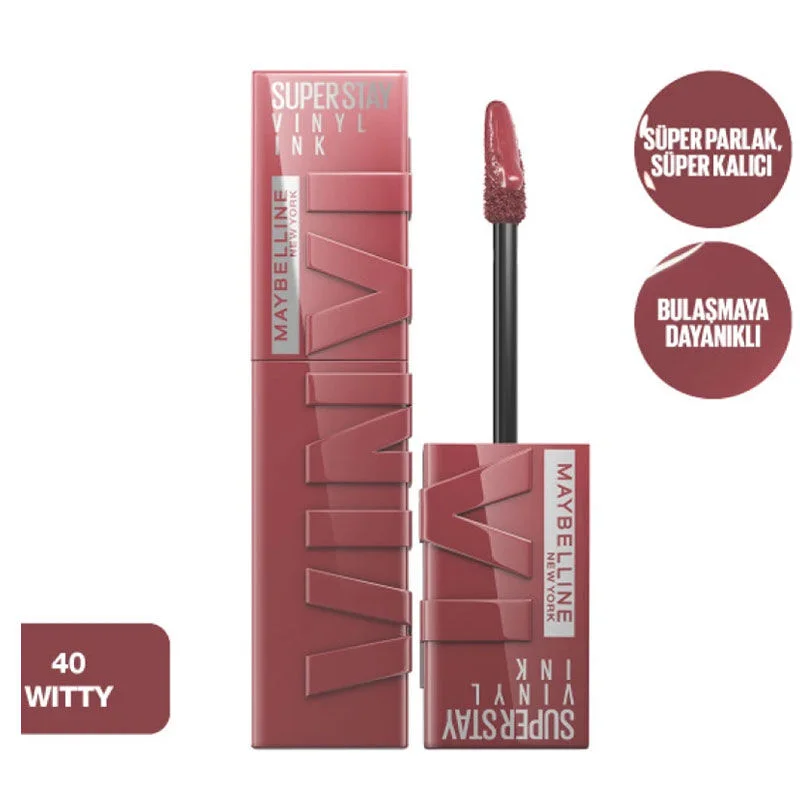 Maybelline أحمر شفاه سائل لامع سوبر ستاي فينيل إنك من مايبيلين نيويورك 40 ويتّي