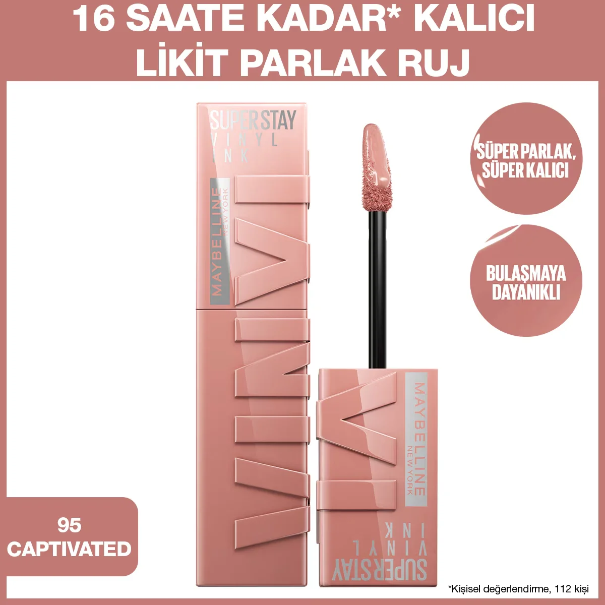 Maybelline أحمر شفاه سائل لامع سوبر ستاي فينيل إنك من مايبيلين نيويورك 95 كابتيفيتد