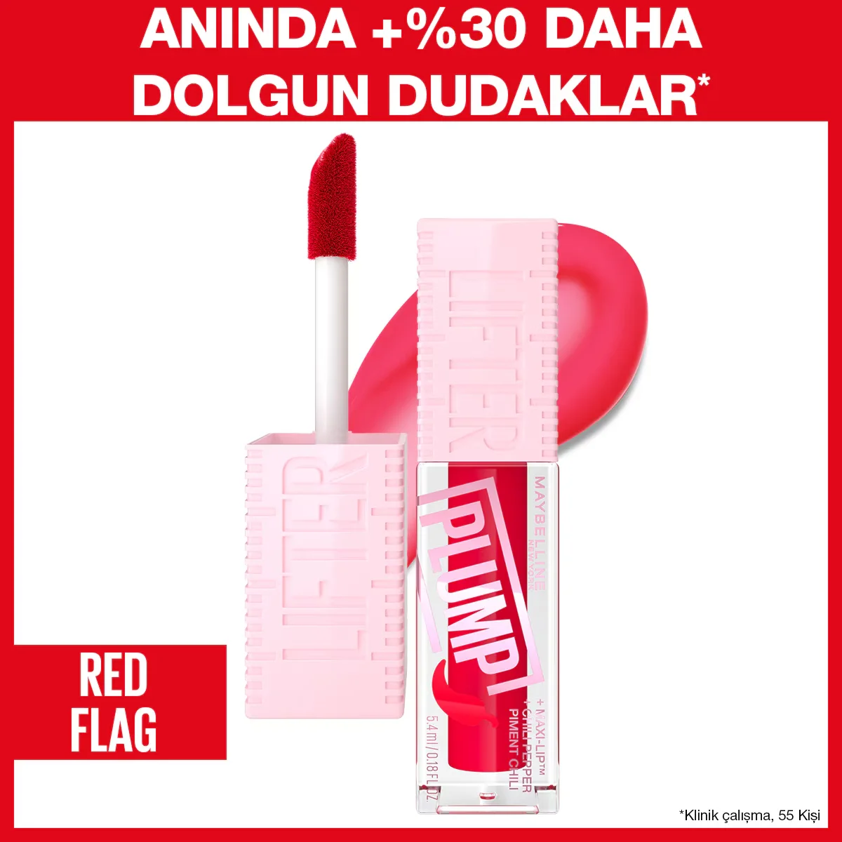 Придайте объем и сияние: Maybelline Lifter Plump 004 Red Fla