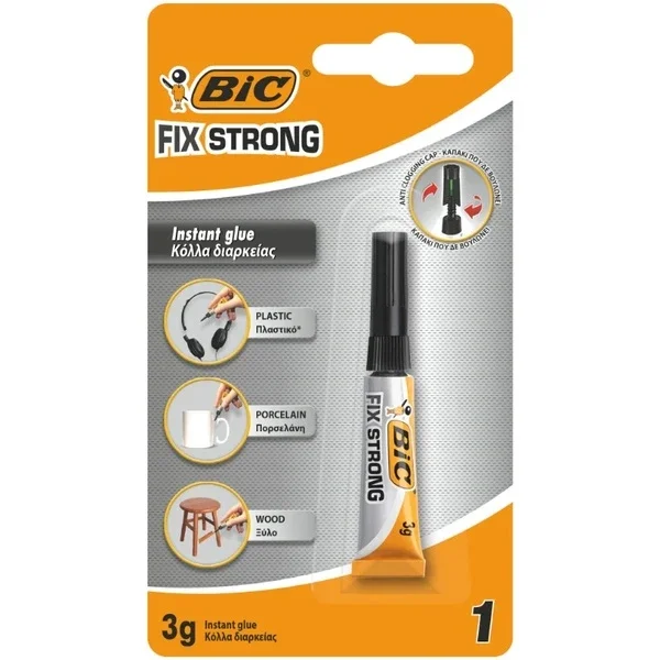 BIC Fix Strong 3g Adhesive - Extra Strong Liquid Glue for All Materials