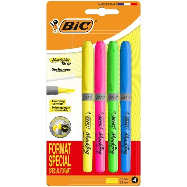 Маркер BIC Brite Liner Grip 4 шт.