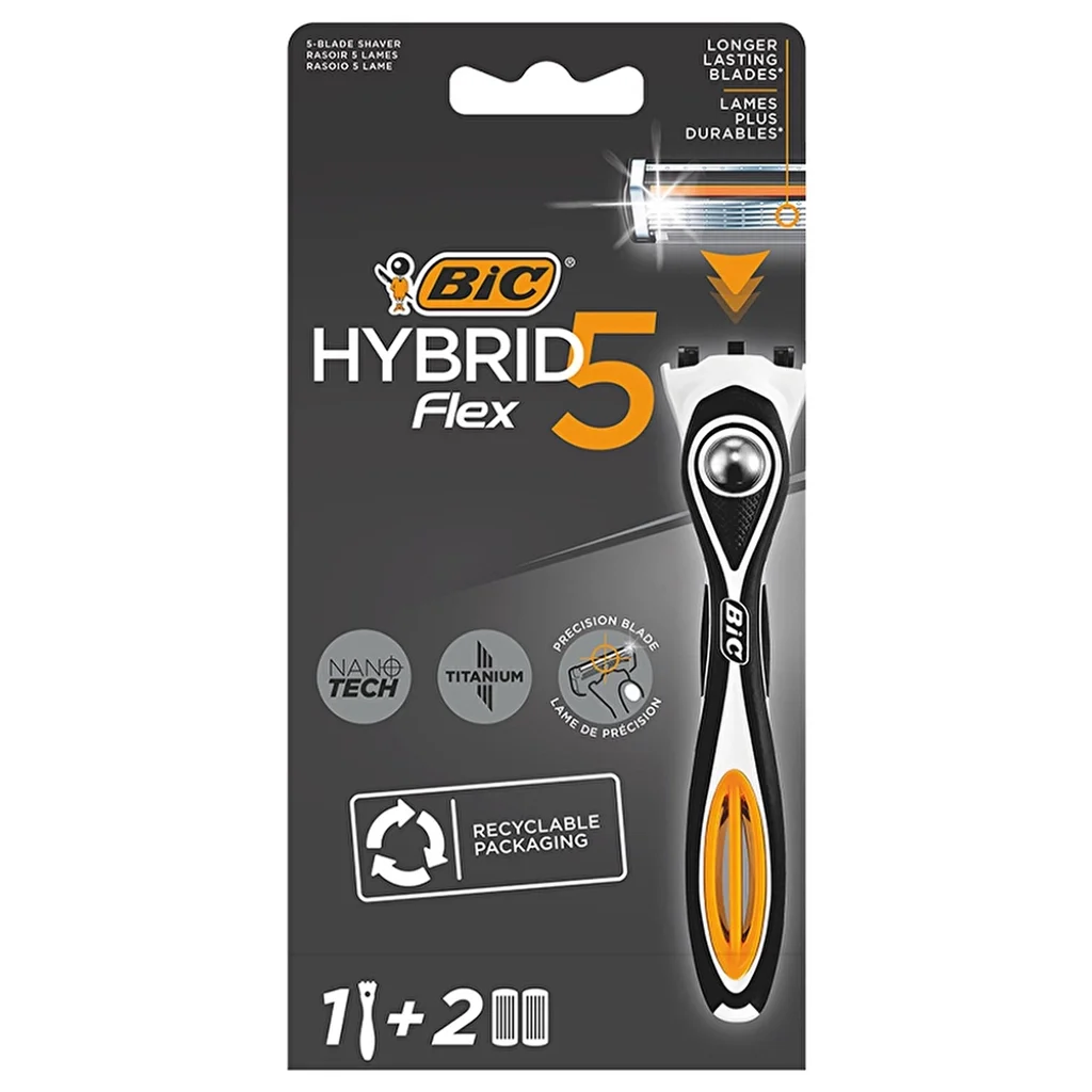 Bic Flex5 hybrid 5 blade 1 handle + 2 cartridge Razor