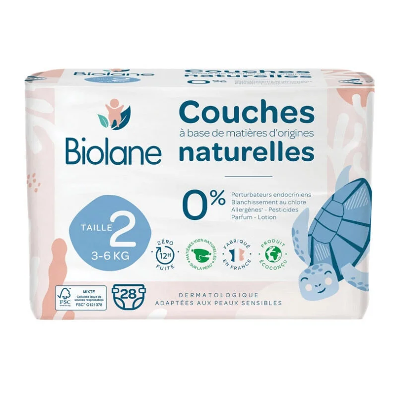 Biolane Natural Baby Diapers 28 pcs, Size 2 - 3-6 kg