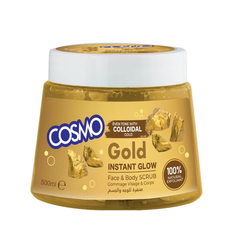 Cosmo Soft and Shine Gold Face and Body Scrub, 500 ml