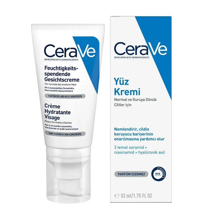 CeraVe Moisturizing Face Cream - For Dry Skin with Ceramide and Hyaluronic Acid 52 ml