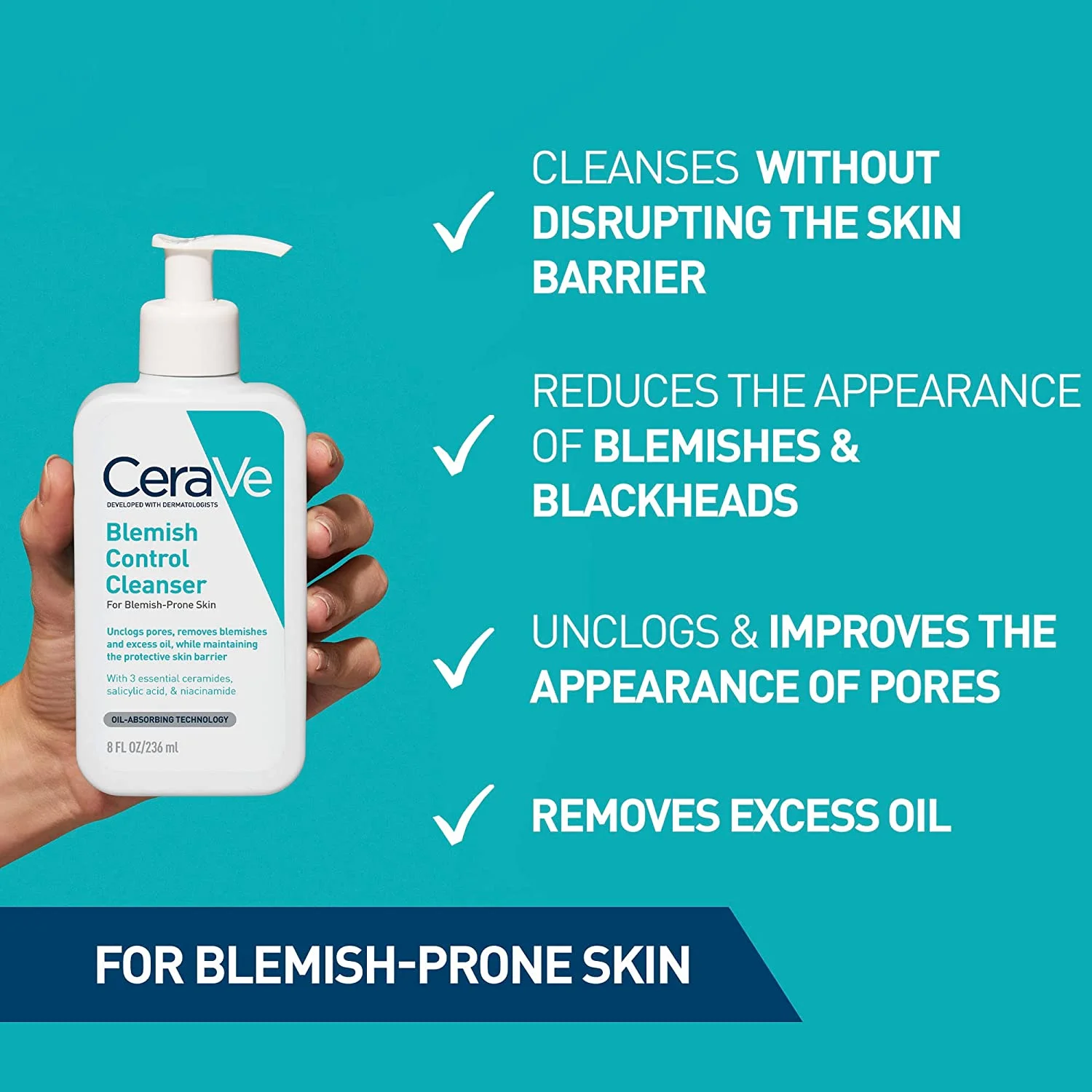 CeraVe Face Cleansing Gel For Oily and Acne-Prone Skin 236 ml