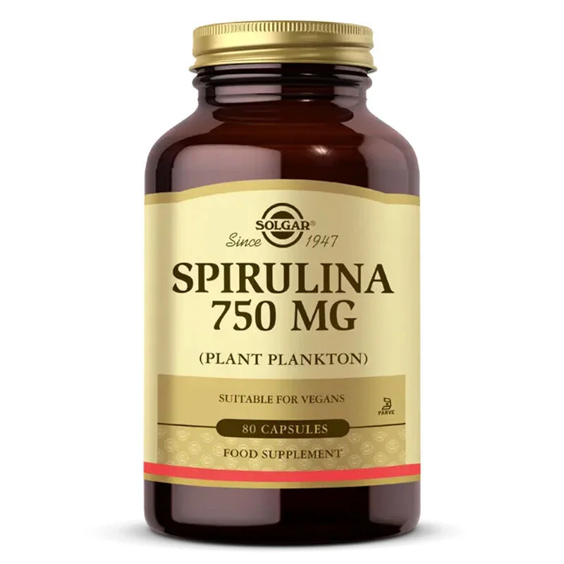 Solgar Spirulina 750 Mg - 80 Capsules for Energy & Wellness
