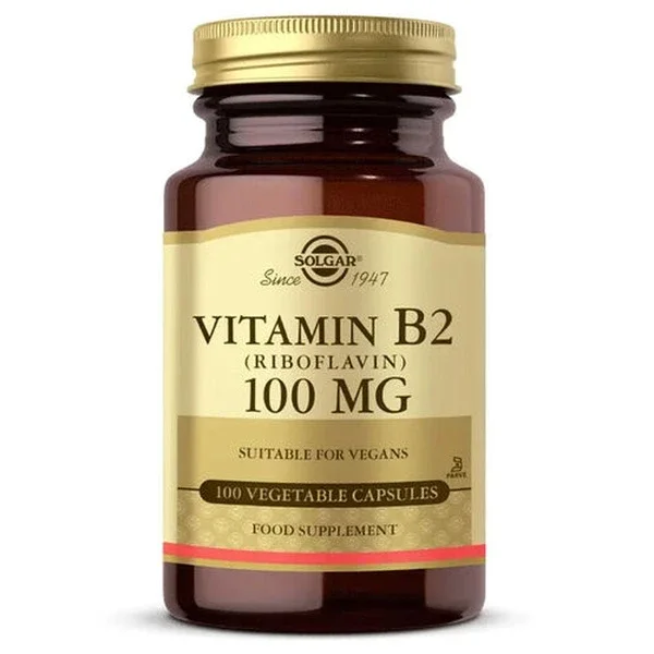 Solgar Vitamin B2 100mg - 100 Vegetarian Capsules for Energy