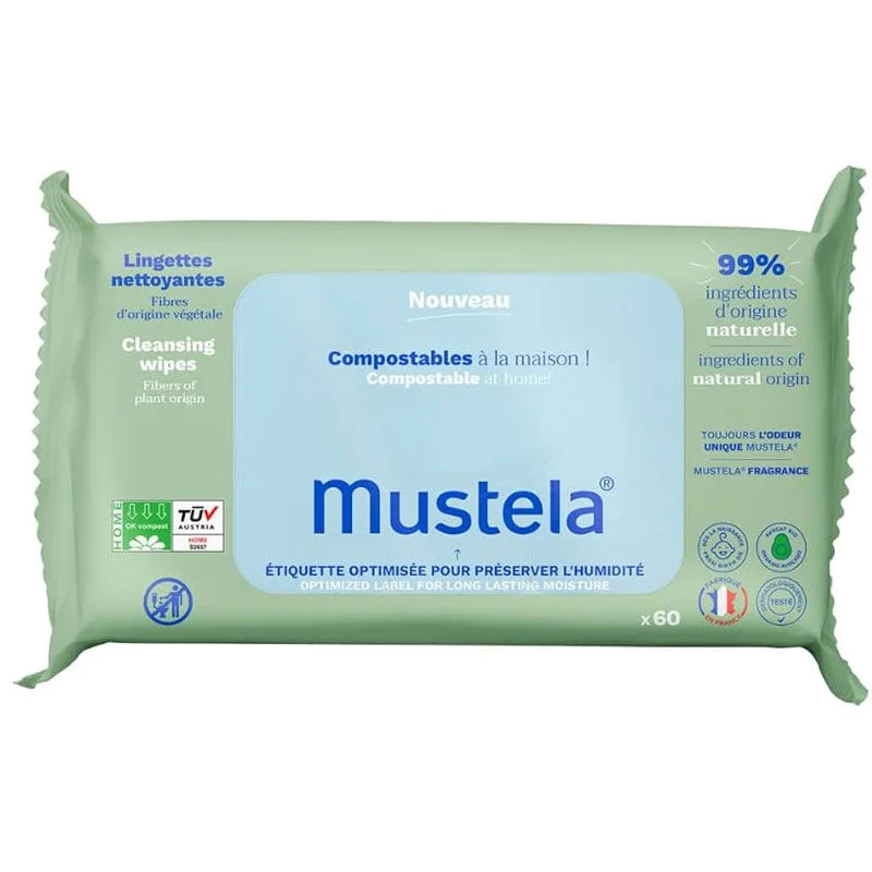 Mustela Compostable Wet Wipes 60 pcs