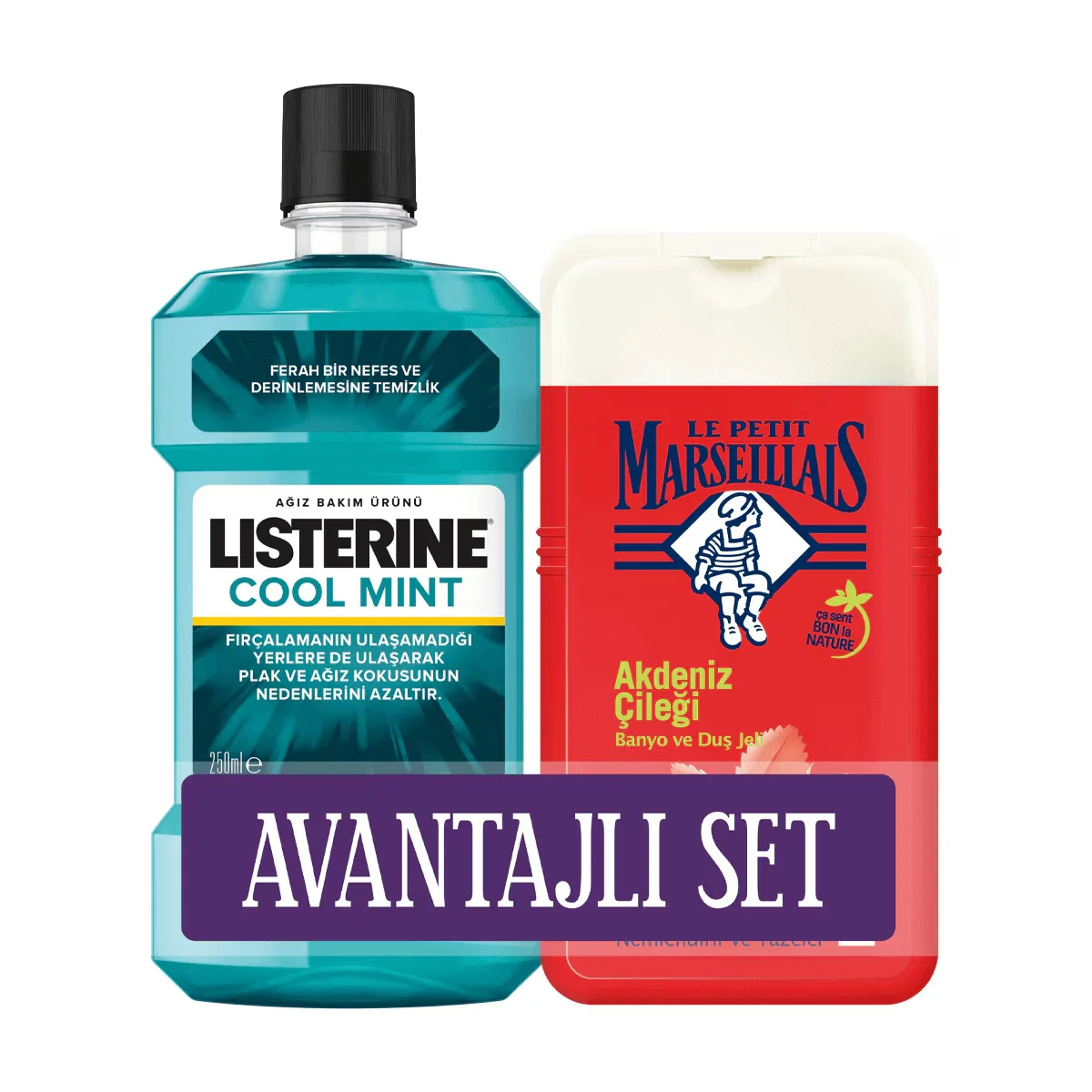 Listerine Cool Mint 250 ml + Le Petit Marseiliais Mediterranean Strawberry Shower Gel 250 ml