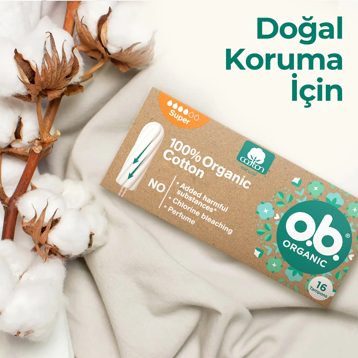 O.B. Bio-Baumwolle Super Tampons - 16 Stück