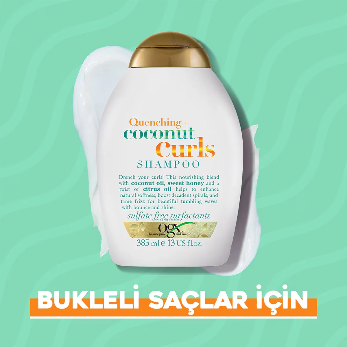 OGX Kokosnuss Locken Shampoo - Feuchtigkeitsspendend für lockiges Haar 385ml