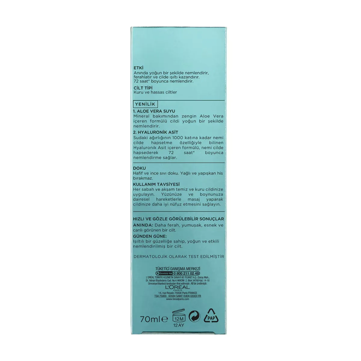 L'Oréal Paris Moisture Therapy Aloe Vera Juice Dry And Sensitive Skin 70 ml