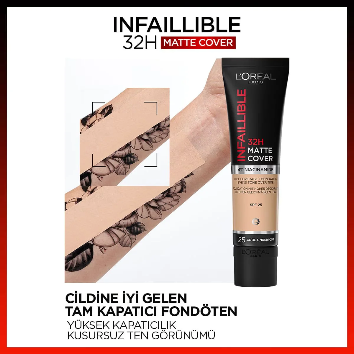 L'Oréal Paris Infaillible 32 ч Матовая основа с высоким покрытием - 155 холодный подтон 30 мл