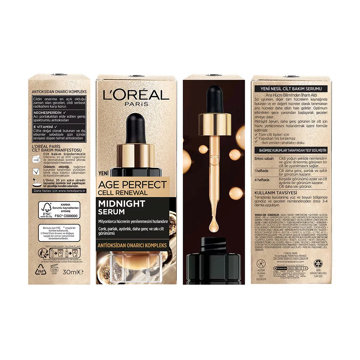 Loreal Paris Age Perfect Midnight Effective Skin Renewal & Skin Appearance Revitalizing Serum 30 ml