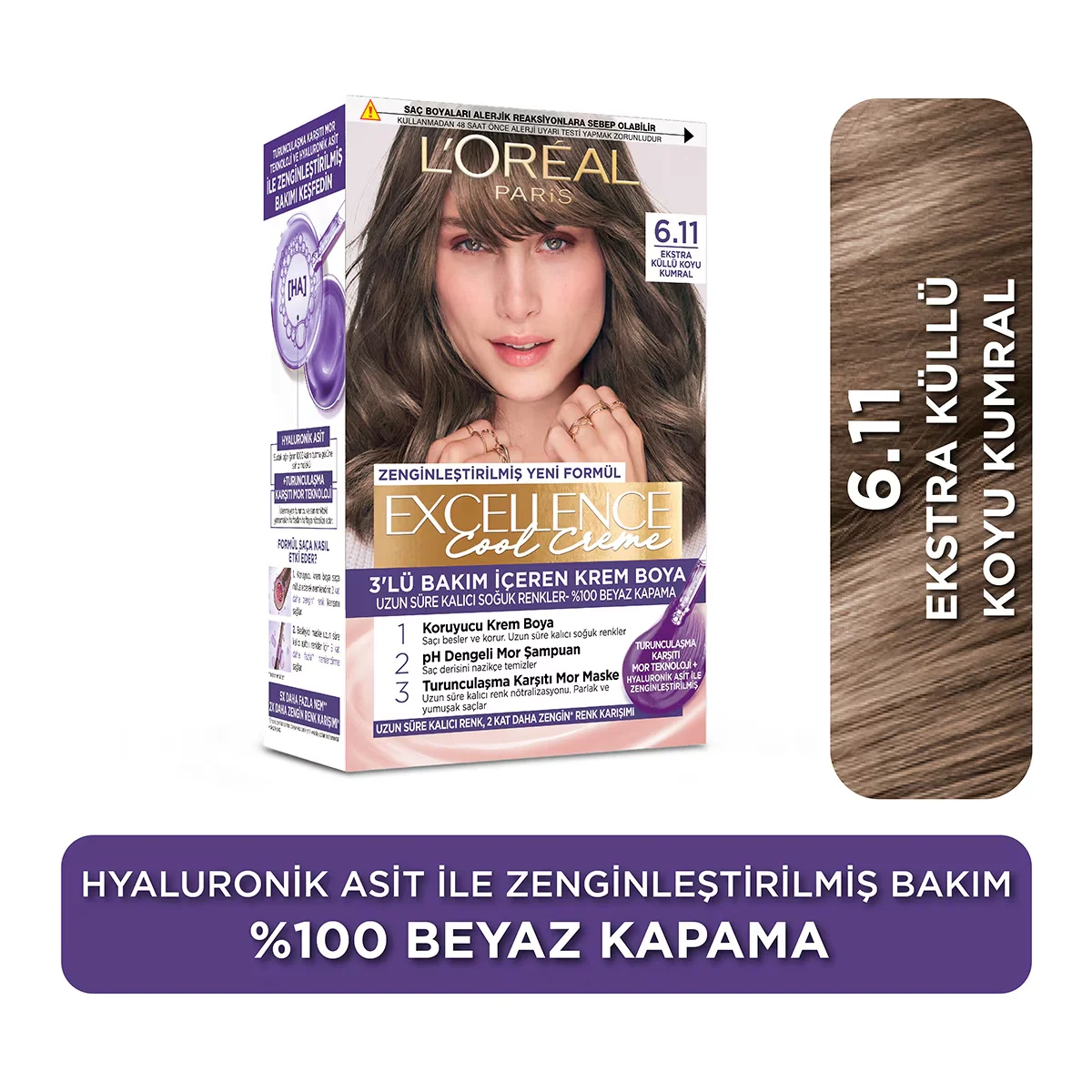 L'Oréal Paris Excellence Cool Creme Hair Dye 6.11 extra Ashy Dark Auburn