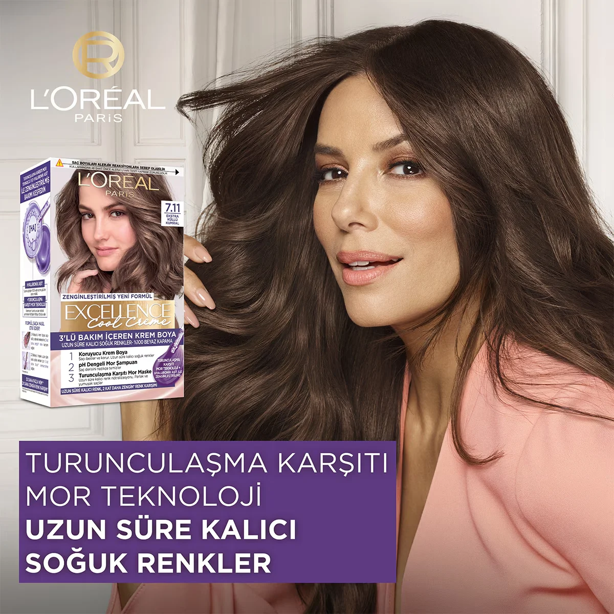 L'Oréal Paris Excellence Cool Creme Hair Dye 7.11 extra Ashy Auburn