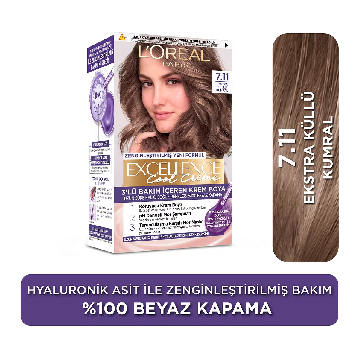 L'Oréal Paris Excellence Cool Creme Hair Dye 7.11 extra Ashy Auburn