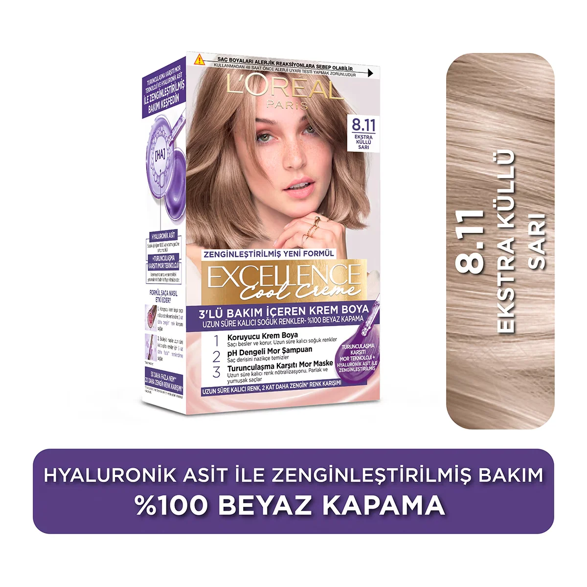 L'Oréal Paris Excellence Cool Creme Hair Dye 8.11 extra Ashy Blonde