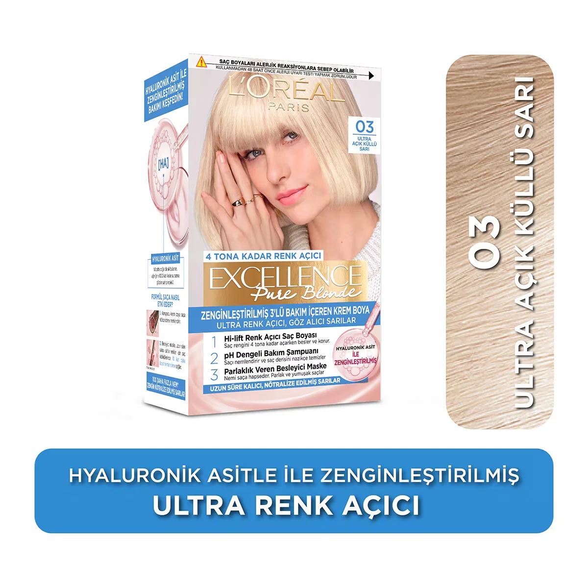 L’Oréal Paris Excellence Pure Blonde Hair Dye Ultra Light Ash Blonde 03 1 pcs