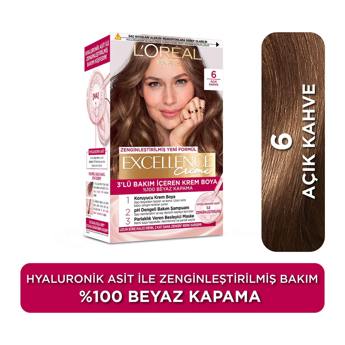 L'Oréal Paris Excellence Creme Hair Dye - 6 light Brown