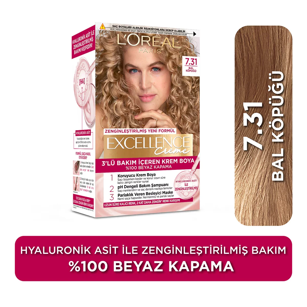 L'Oréal Paris Excellence Creme Hair Dye - 7.31 honey Foam
