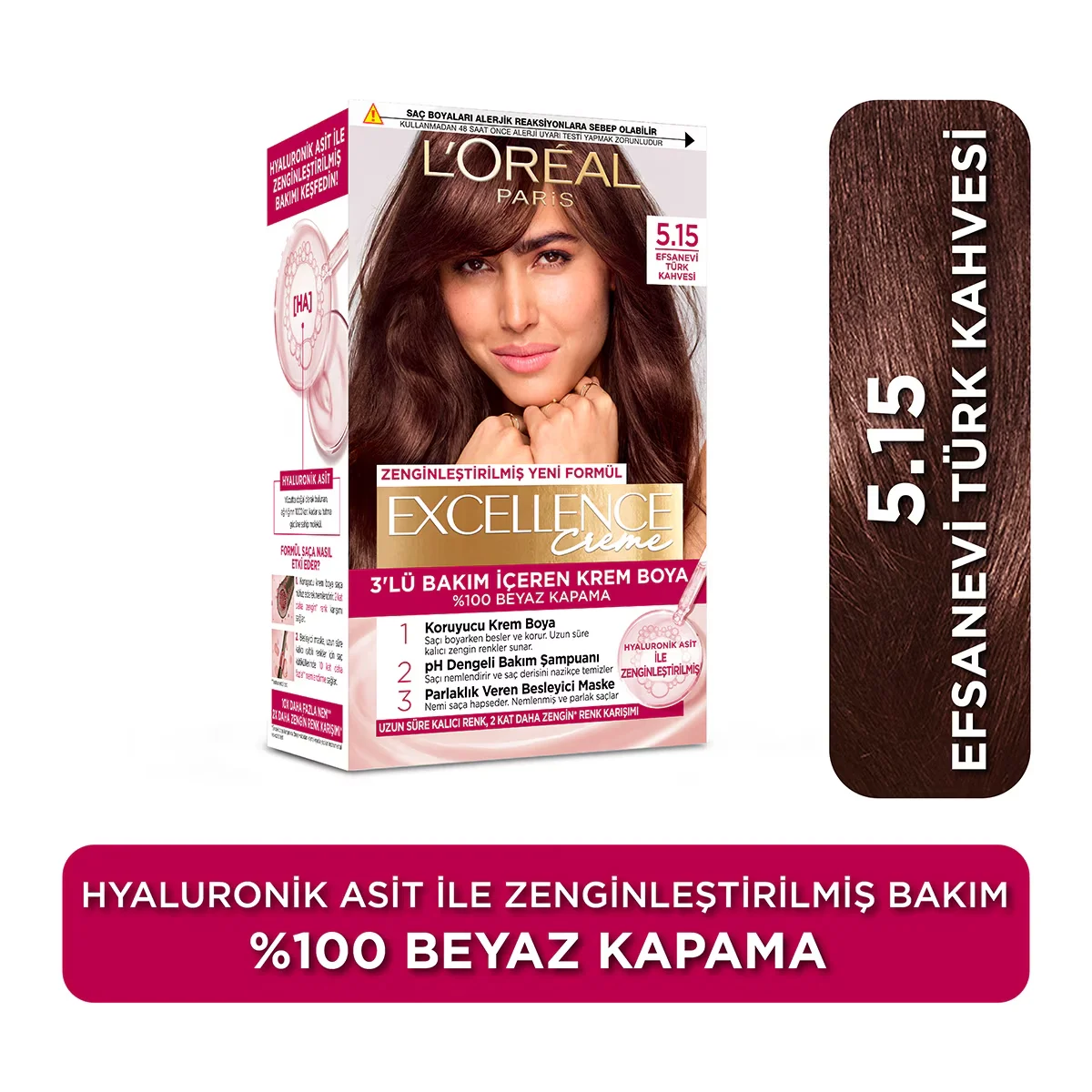 L'Oréal Paris Excellence Creme Hair Dye - 5.15 legendary Turkish Coffee