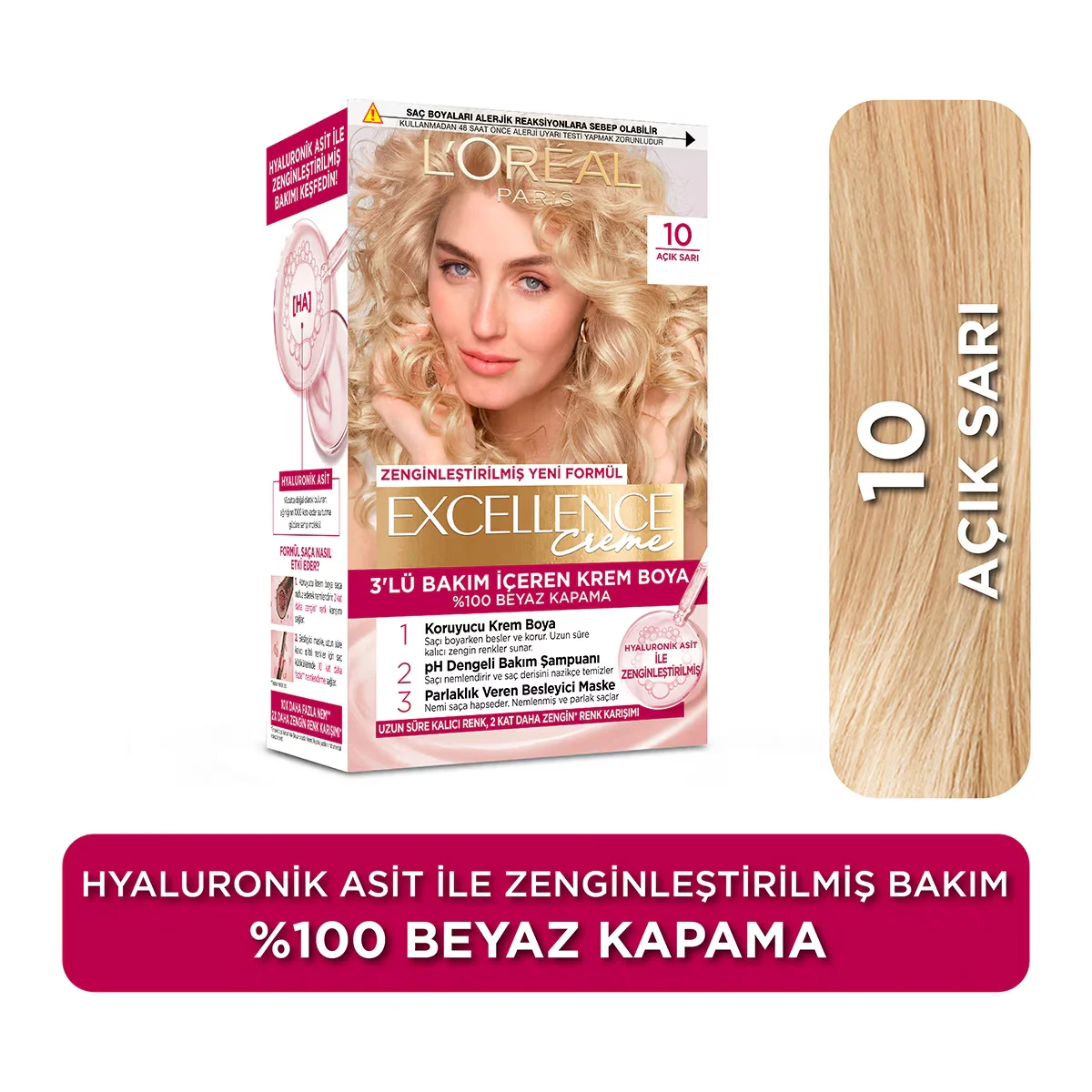 L'Oreal Paris صبغة شعر لوريال باريس إكسلنس كريم 10 أشقر فاتح