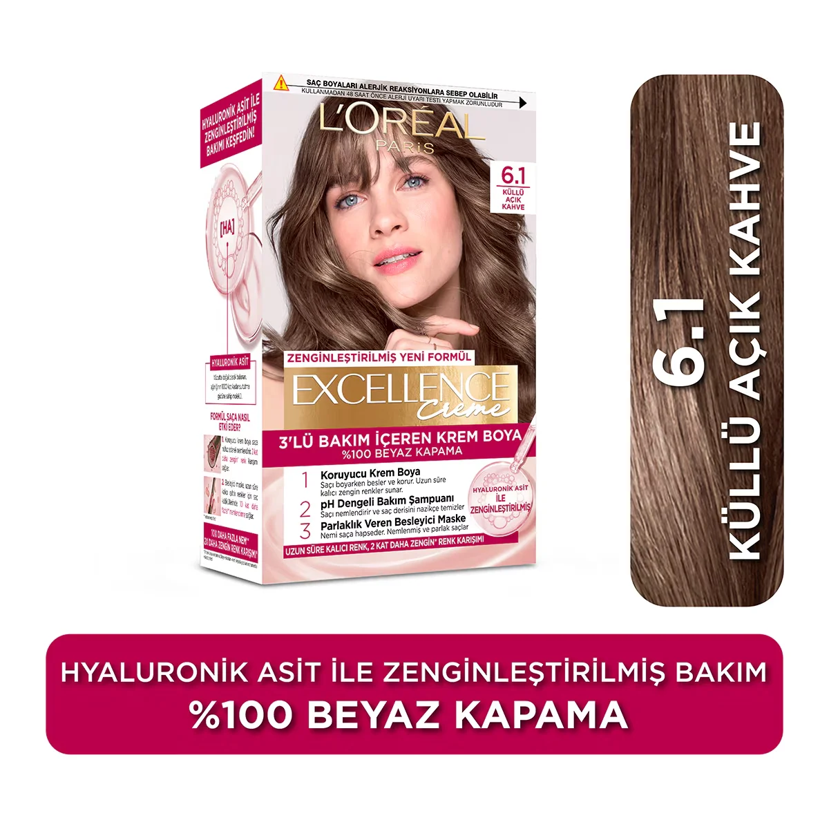 L'Oréal Paris Excellence Creme Hair Dye - 6.1 ashy Light Brown