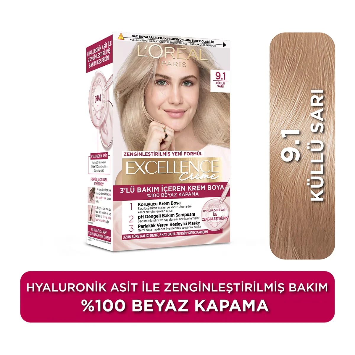 L'Oréal Paris Excellence Creme Hair Dye - 9.1 blonde Ash