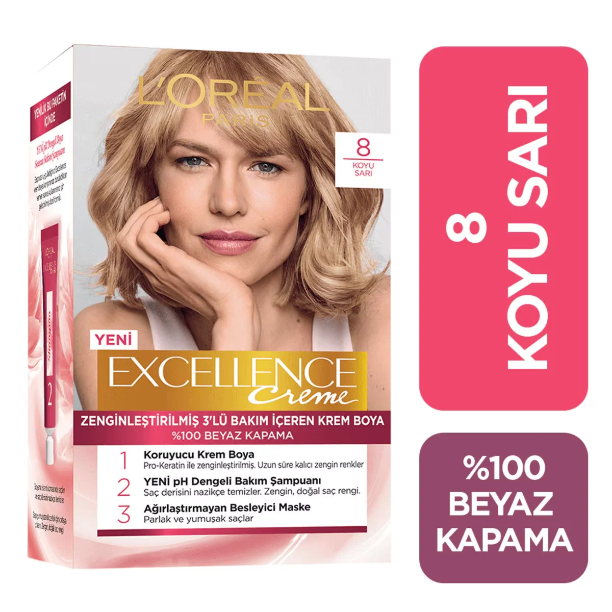 L'Oréal Paris Excellence Creme Hair Dye - 8 dark Blonde