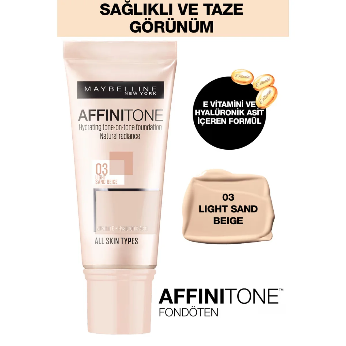 Тональный крем Maybelline New York Affinitone 03 светлый песочный бежевый