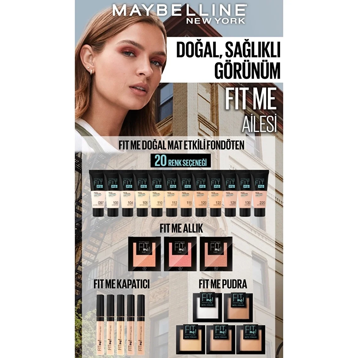 Тональный крем Maybelline New York Fit Me Матовый и без пор 118 Нюд