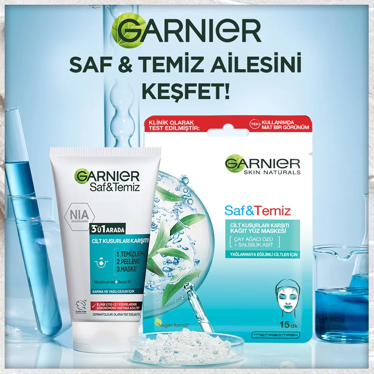 Garnier Pure & Clean 3 in 1 cleanser 150 ml