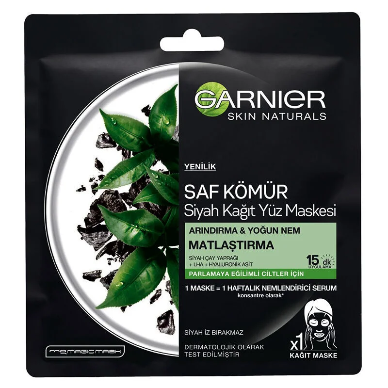 Garnier Pure Charcoal Mattierende Schwarze Gesichtsmaske 28g