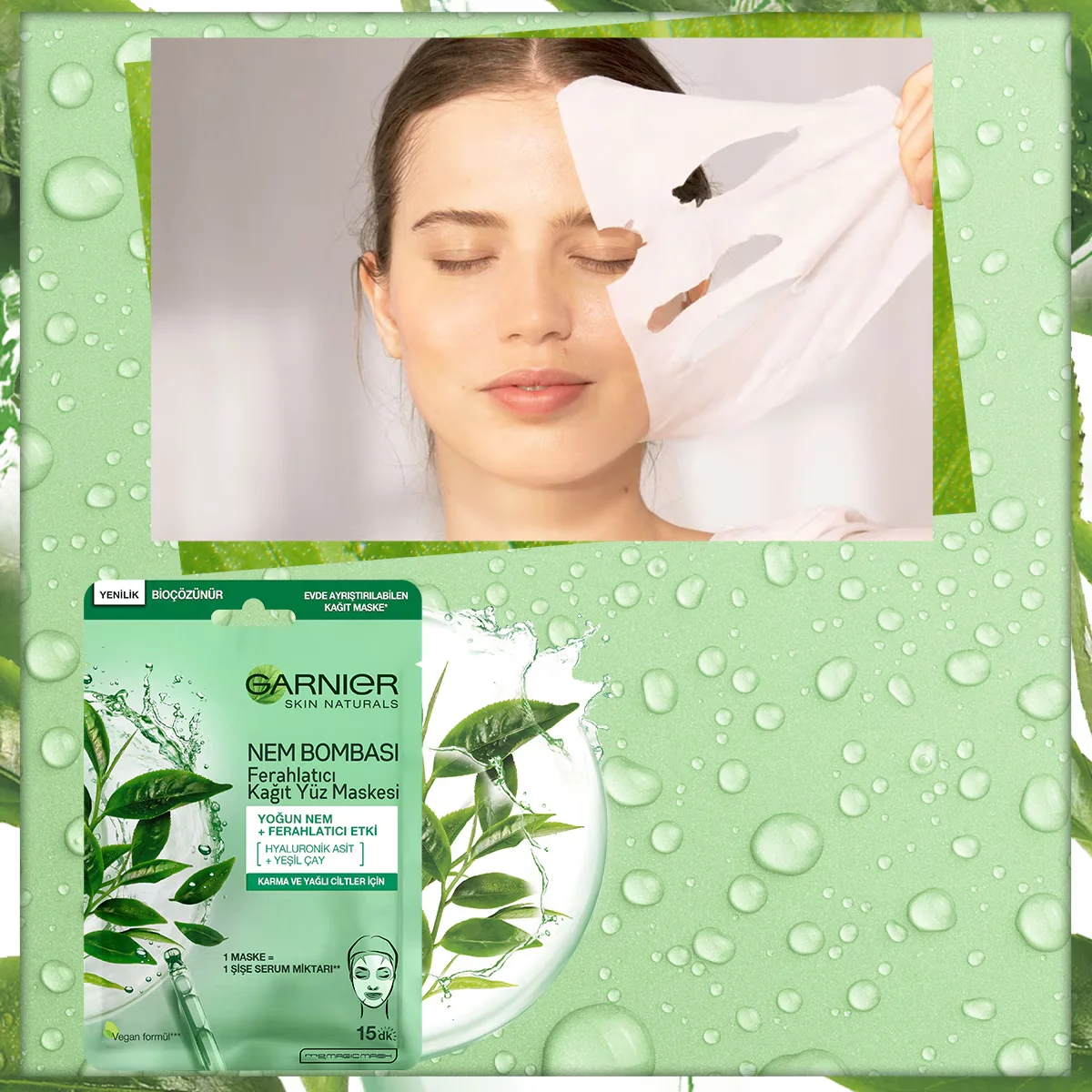 Garnier قناع غارنييه مويستشر بومب الورقي المنعش للوجه 28 جم