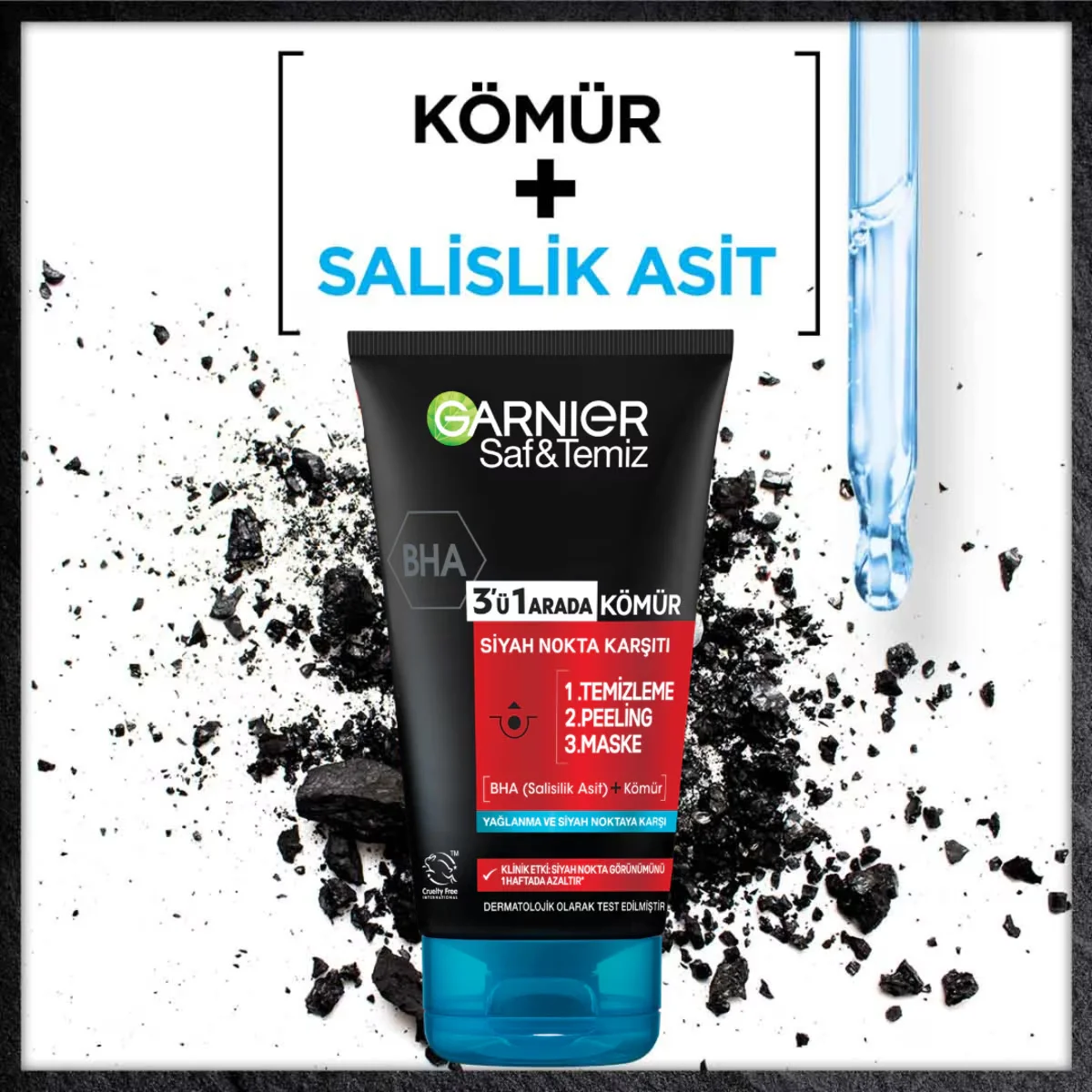 Garnier Pure &amp; Clean Anti-blackhead Charcoal 3 in 1 150 ml