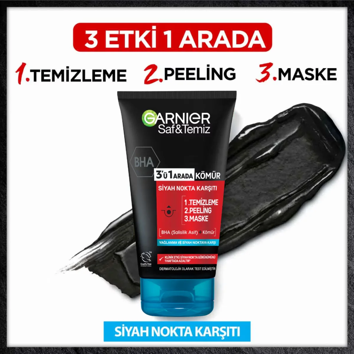 Garnier Pure &amp; Clean Anti-blackhead Charcoal 3 in 1 150 ml