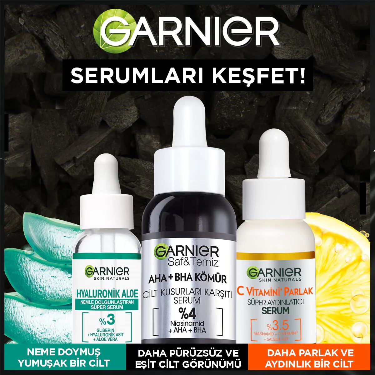 Garnier Aha+bha Charcoal Anti-imperfection Serum 30 ml