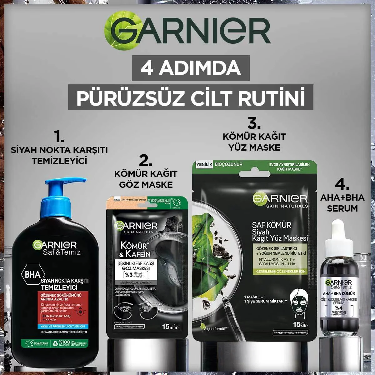 Garnier قناع غارنييه الورقي للعين بالفحم والكافيين لعلاج انتفاخات العين قطعة واحدة