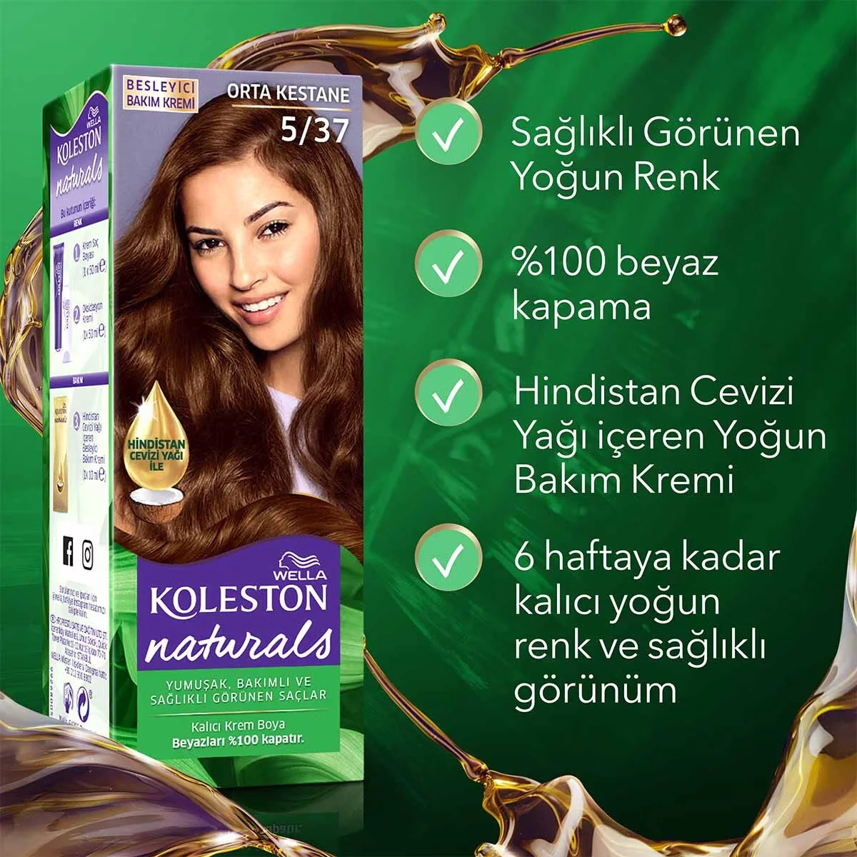 Краска для волос Wella Koleston Naturals 5/37 средний каштан