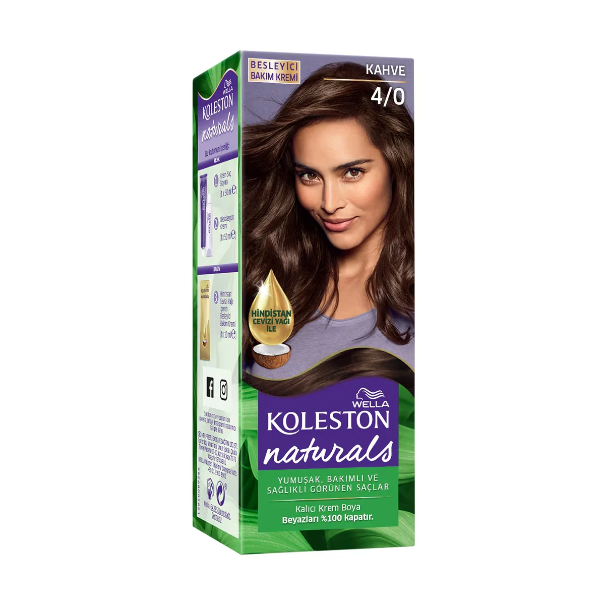 Краска для волос Wella Koleston Naturals 4/0 коричневая