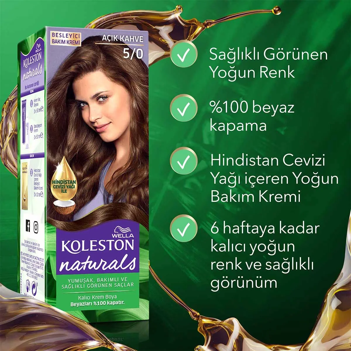 Краска для волос Wella Koleston Naturals 5/0 светло-коричневая