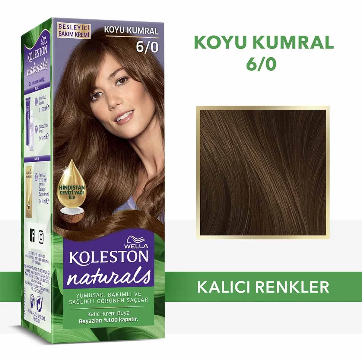 Wella Koleston Naturals 6/0 Dunkelblond Haarfarbe mit Kokosöl