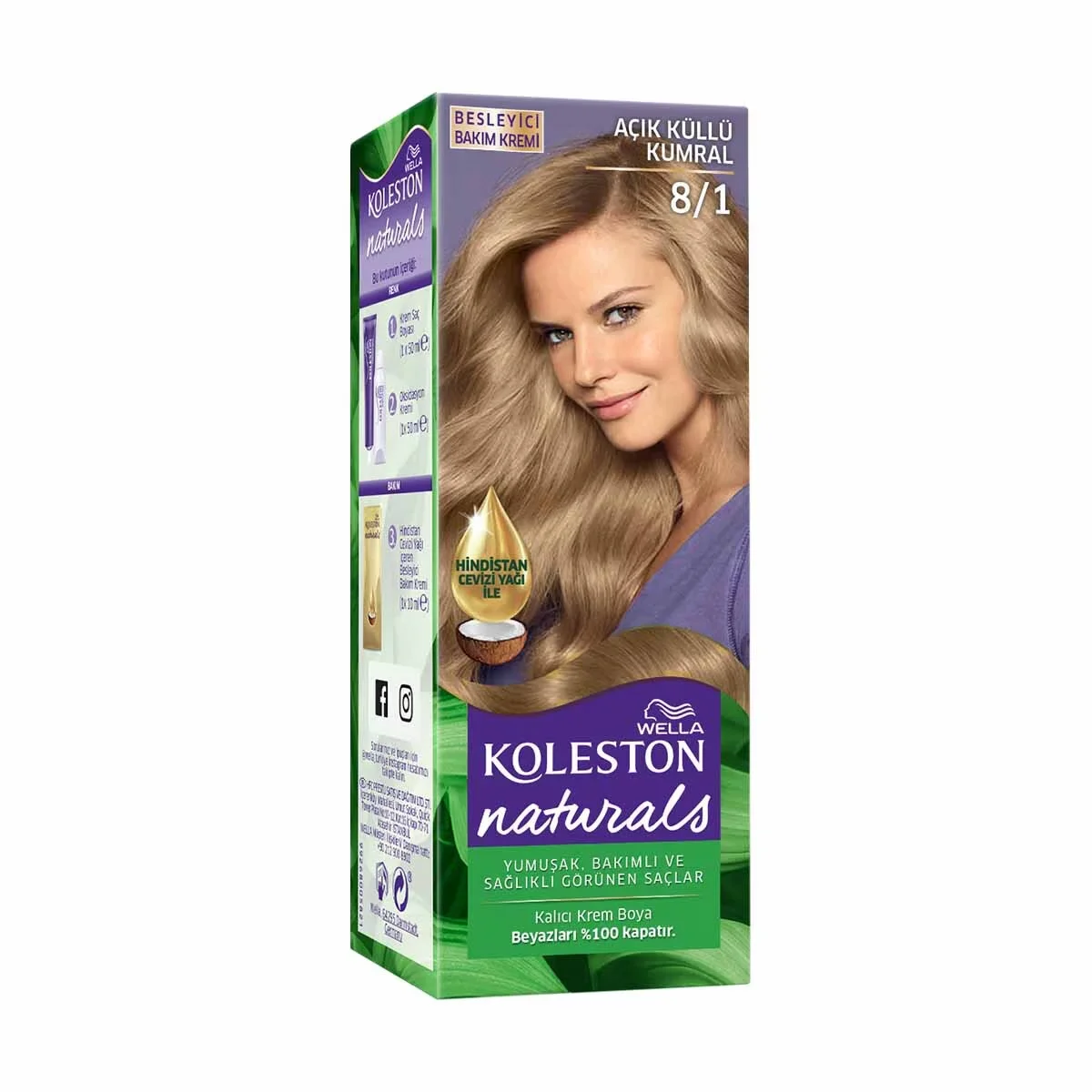 Wella Koleston Naturals Hair Dye 8/1 light Ash Blonde