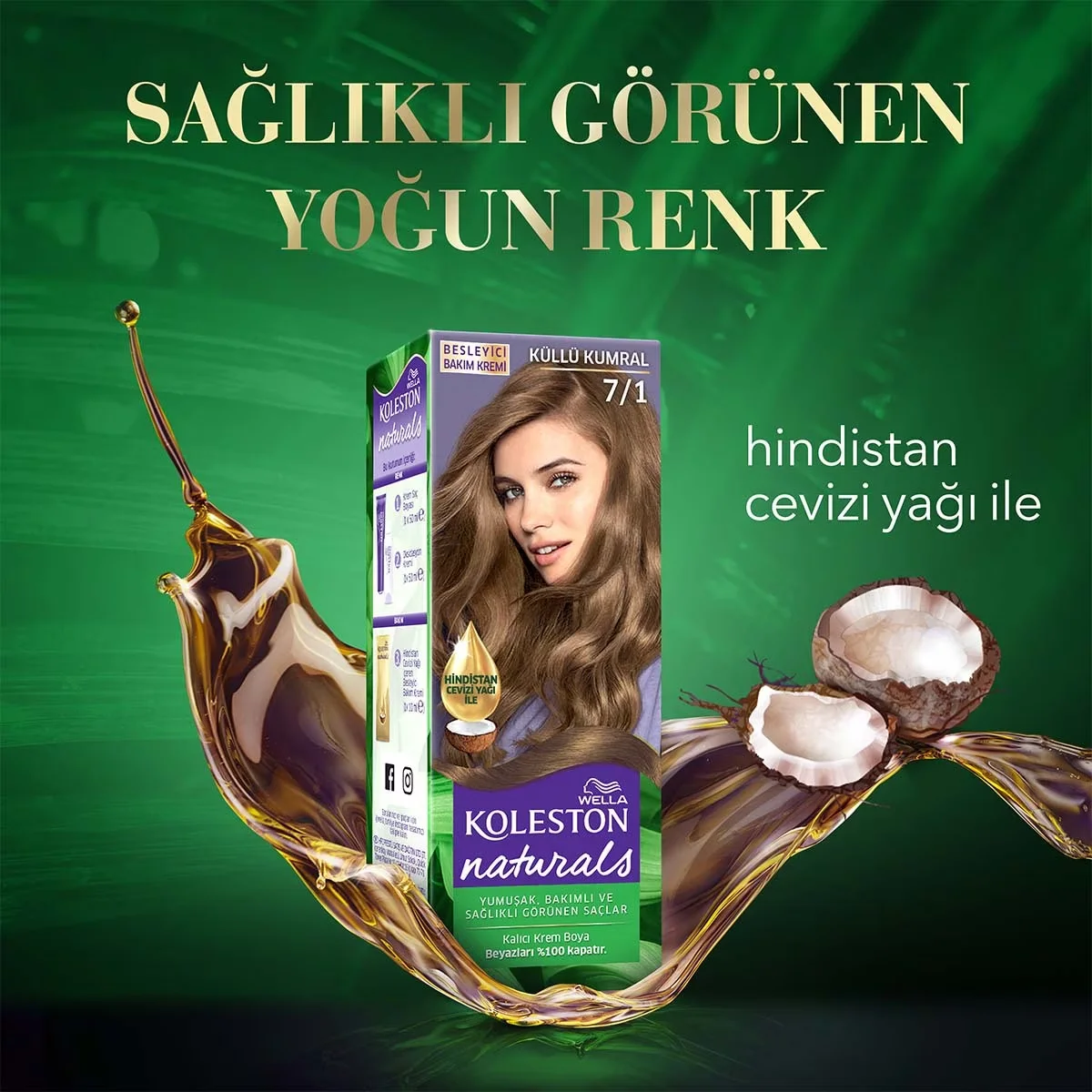Краска для волос Wella Koleston Naturals 7/1 пепельный блондин