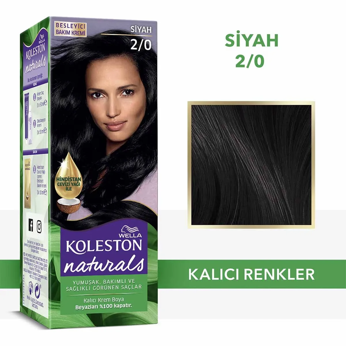 Краска для волос Wella Koleston Naturals 2/0 черный