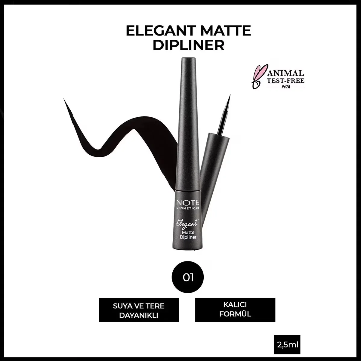 Note Dipliner Elegant Matte 01 - Wasserfester, langanhaltender Eyeliner